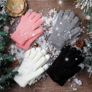 4 Pairs Women's Knit Gloves Winter Men Warm Anti Slip Touchscreen Texting Gloves